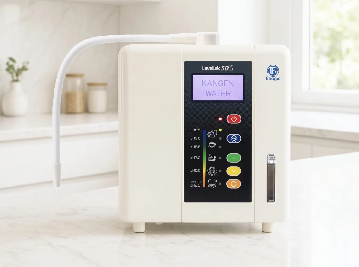 Kangen LeveLuk SD501DX Water Ioniser on table